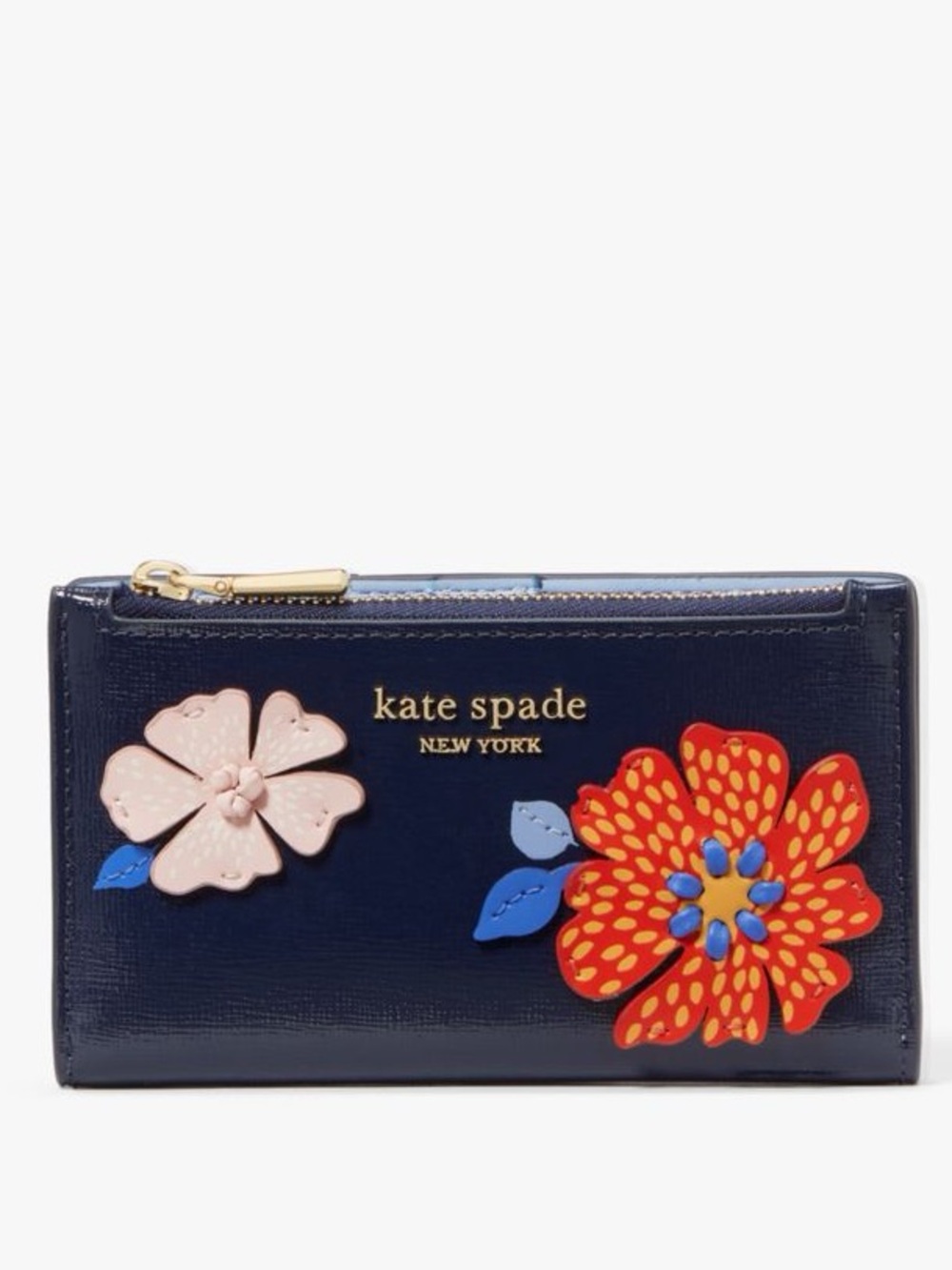 kate spade NWT/NIP! Dottie Bloom Flower Applique Small Slim Bifold Wallet